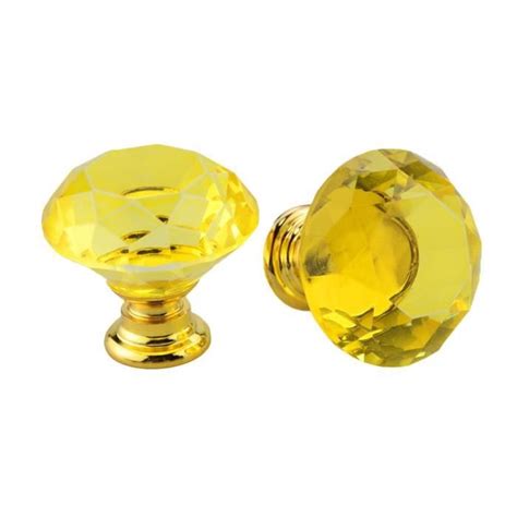 Gold Gold 5Pcs Boutons En Verre Cristal En Forme De Diamant 30mm 5