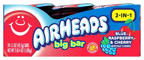 Airheads Candy 2 In 1 Big Bar Blue Raspberry And Cherb00934jjc4