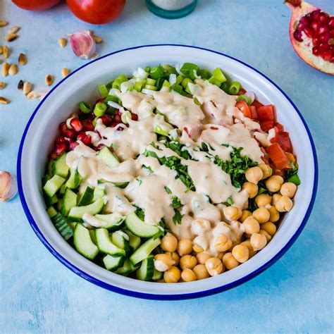 Mediterranean Chickpea Salad Recipe With Tahini Dressing