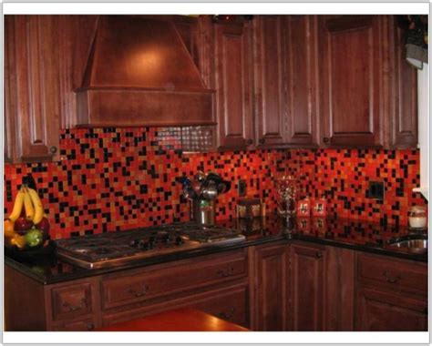 Red Glass Tile Kitchen Backsplash Tiles Home Decorating Ideas Xevqgxdlaq