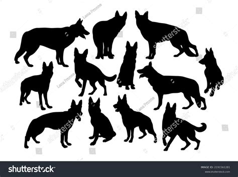 German Shepherd Dogs Set Template Plotter Stock Vector Royalty Free