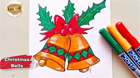 How To Draw Christmas Bells With Brush Pens Step By Step Easy