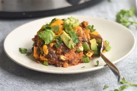 Vegan Slow Cooker Enchilada Quinoa Black Bean Bake Thyme And Love