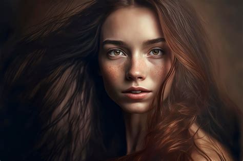 Premium Photo Portrait Of A Beautiful Girl She Has Long Flowing Hair