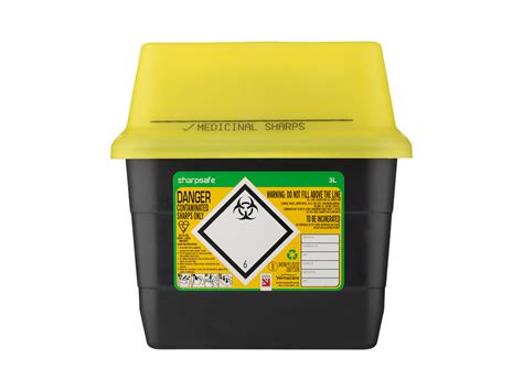Sharpsafe® Grey Sharps Bin Yellow Lid Medisave Uk