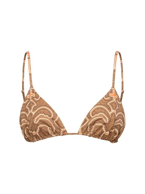 Johanna Ortiz Palms Konibo Triangle Bikini Top Brown Beige Editorialist