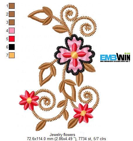 Jewelry Flowers Free Embroidery Design 1192 Embwin Machine