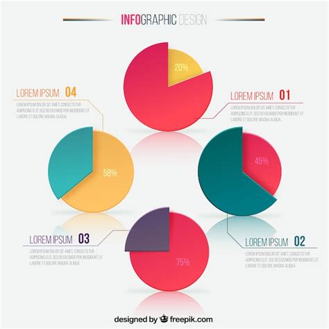 Premium Vector Infographic With Pie Charts