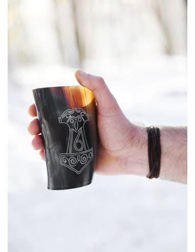 Vaso Vikingo Mj Lnir De Thor En Cuerno De B Falo Ml