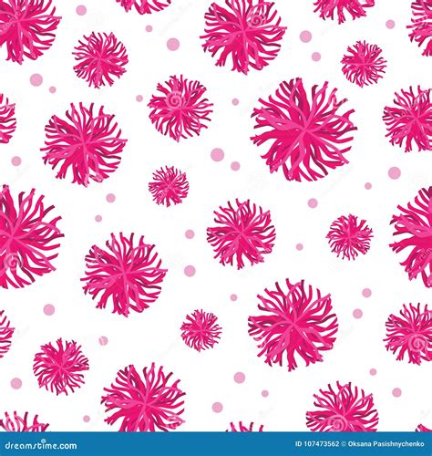 Vector Pink Pompoms Seamless Pattern Background. Great for Cheerleader Themed Fabric ...