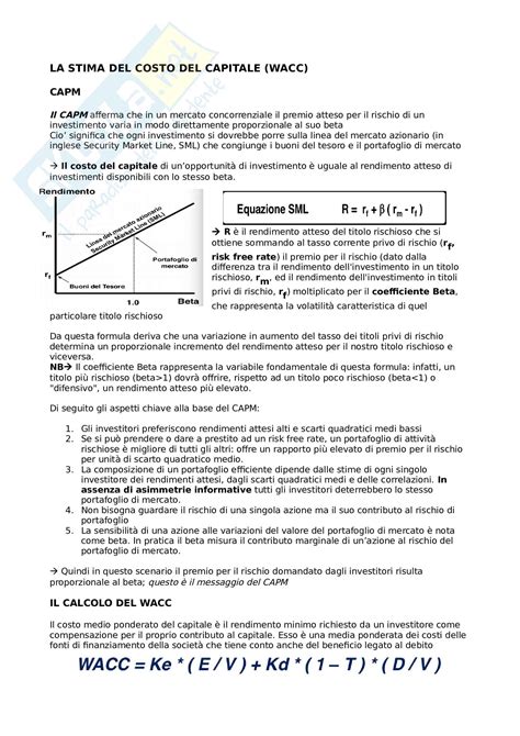 Wacc Il Costo Del Capitale