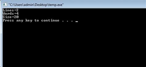 C Program To Count Number Of Words Lines And Total Size Of A Text File