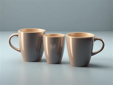 Conjunto 3d de dos tazas de café mockup Foto Premium