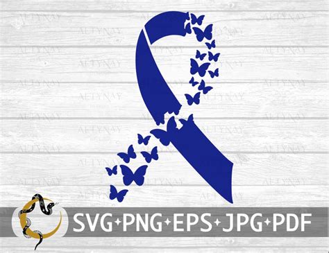 Colon Cancer Butterfly Ribbon Svg Colon Cancer Svg Colon Cancer