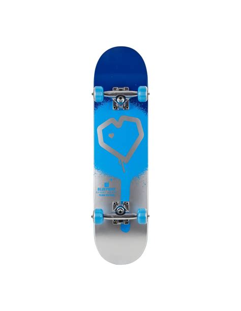 Blueprint Skateboard Spray Heart V2 825 Blue Silver