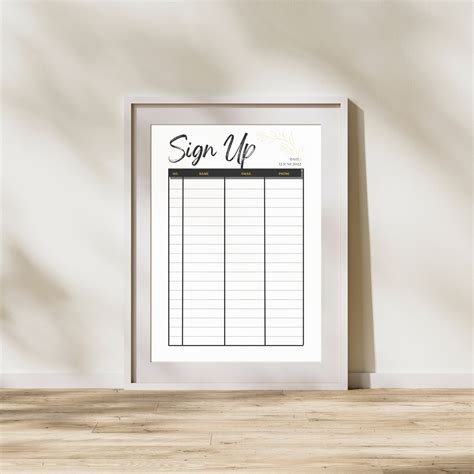 Minimalist Sign up Sheet, Email Sign up Forms, PRINTABLE Sign Up, Event