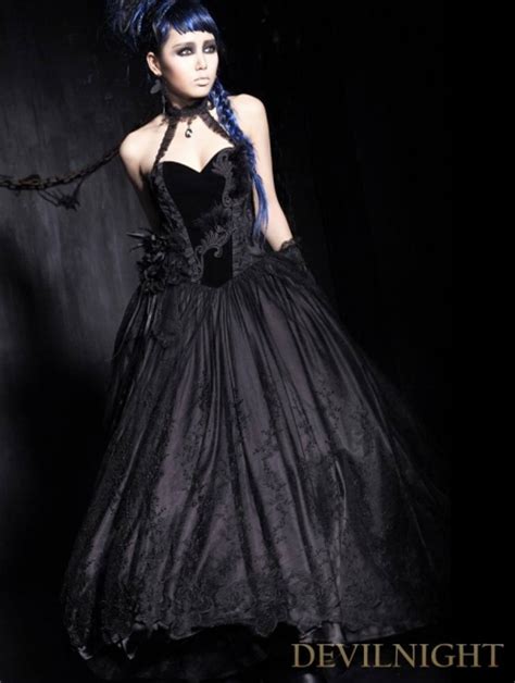 Long Black Velvet Corset Gothic Prom Dress Devilnight Co Uk