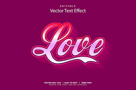 Premium Vector Love Text Style Effect Free Vector