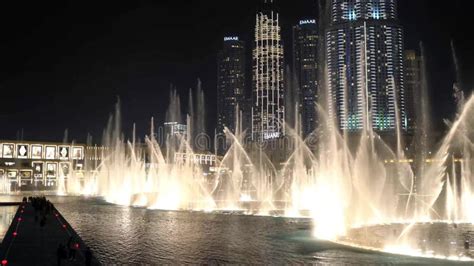 Night View of a Dancing Fountain - the Famous Dubai Fountain Show at ...