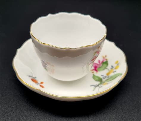 Meissen Tafelservice Blumen Dekor 5 X Mokka Kaffeegedeck 2tlg