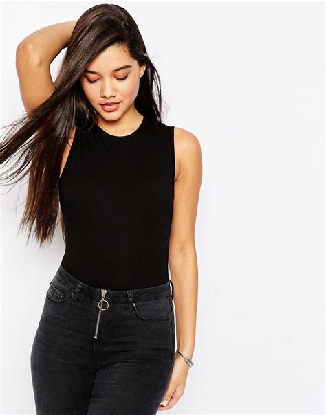 Image 1 Of Asos Sleeveless Crew Neck Body Womens Bodysuit Lace