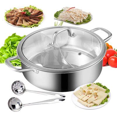 Food Grade Stainless Steel Shabu Hot Pot With Divider And Lid For