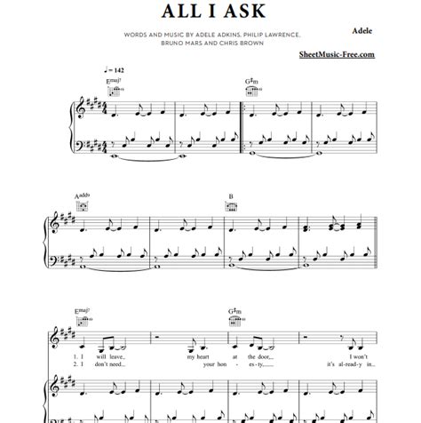 Adele - All I Ask Free Sheet Music PDF for Piano | The Piano Notes