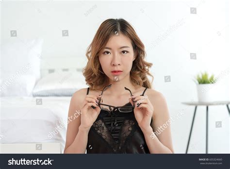 Sexy Asian Slim Woman Posing Bed Shutterstock