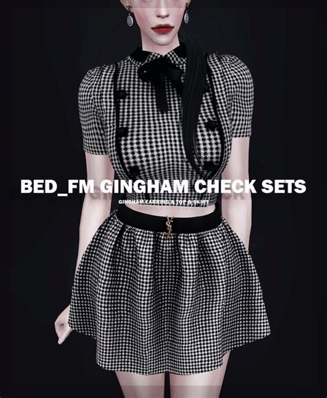 BED TS4 FM Gingham Check Sets BED MUSAE Sims 4 Clothing Sims 4