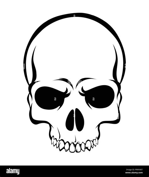 Skull - Scary Evil Head, Vector Illustration on white background Stock ...