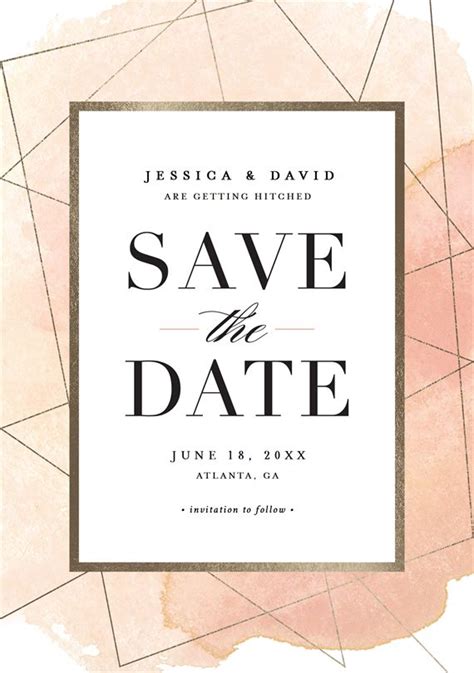 Trendy Geo Save The Dates In Pink Greenvelope Wedding Saving