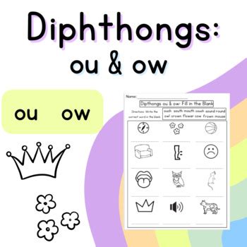 Phonics Diphthongs OU OW Worksheets And Activities NO PREP