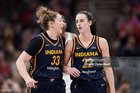 Katie Lou Samuelson And Caitlin Clark Of The Indiana Fever Meet In