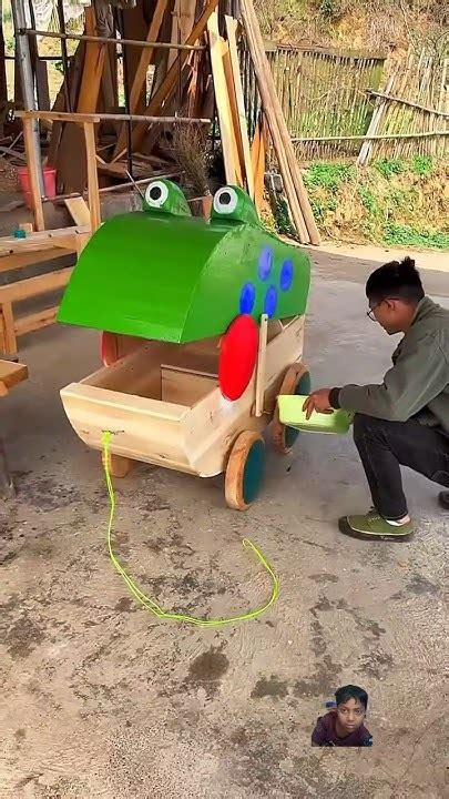 रामू ने बनाया मेंढक बाला सवारी 🐸😭~ Mini Wood Toy Woodworking Art Skillwood Hand 10 April