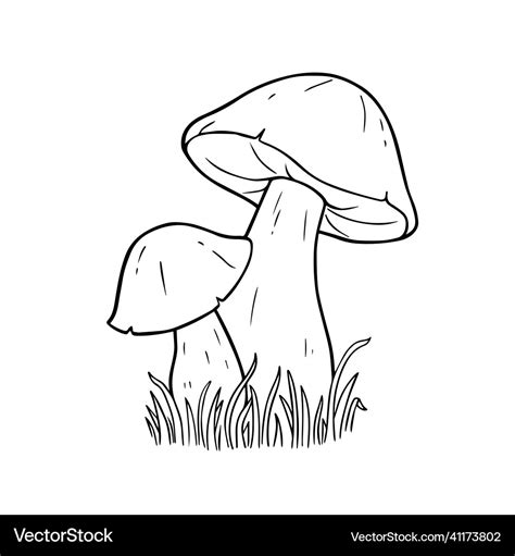 Mushroom For Coloring Book Pages Outline Drawing Vector Image