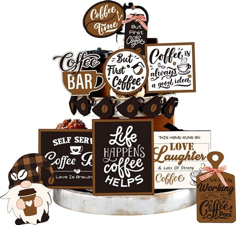 Farmhouse Wood Decor Coffee Sign Tiered Tray Decor