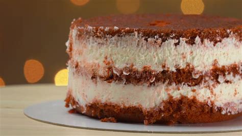 Naked Red Velvet Cake With Cream Stock Footage Video Of Black Cooking