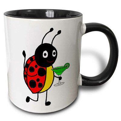 Drose Funny Cute Ladybug Drinking Margarita Cartoon Coffee Mug Color