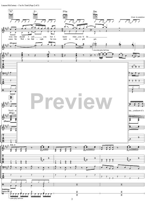 Im So Tired Sheet Music By The Beatles For Guitar Tab Vocal Chords