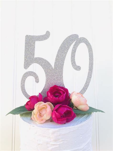 Glitter 50 50 Cake Topper 50 Centerpiece Fifty 50th Etsy 50th