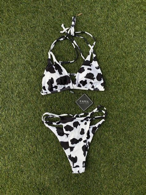 Two Piece Cow Print Bikini On Carousell