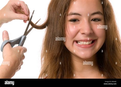 Caucasian Teen Girl Getting Haircut Hi Res Stock Photography And Images