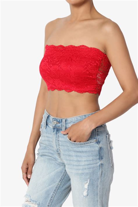 TheMogan TheMogan Women S Floral Lace Crop Strapless Bralette Bandeau