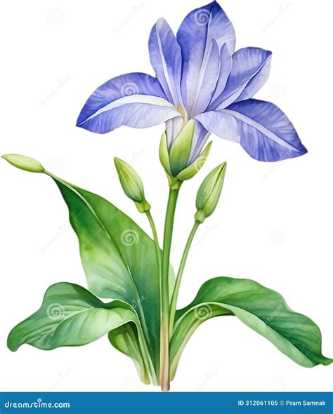 Watercolor Painting Of A Water Hyacinth Eichhornia Crassipes Flower