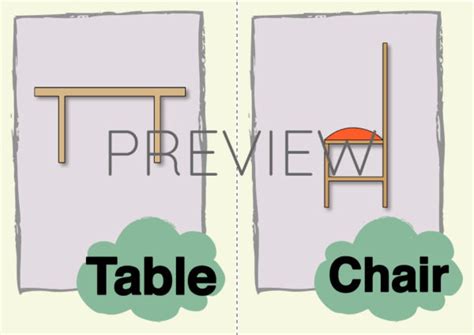 Table and Chair Flashcard | Gru Languages