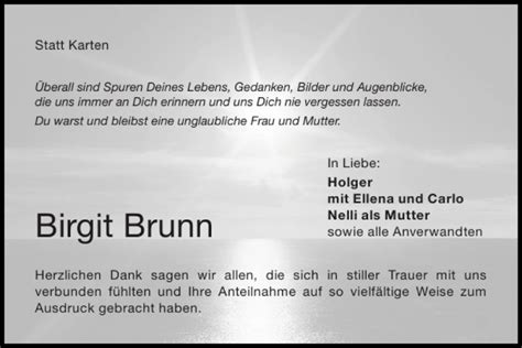 Traueranzeigen Von Birgit Brunn Aachen Gedenkt