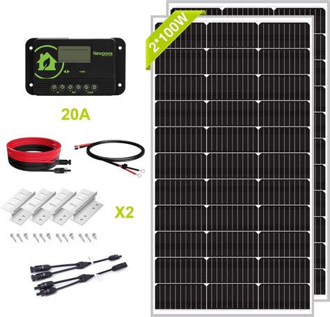 Jjn 200 Watt Solar Panel 2 Pack Of 100 Watt Solar Panels Kit With 20a Solar Charge