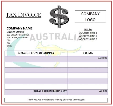 Australia Tax Invoice Templates 25 Free And Printable Designs All Down Under