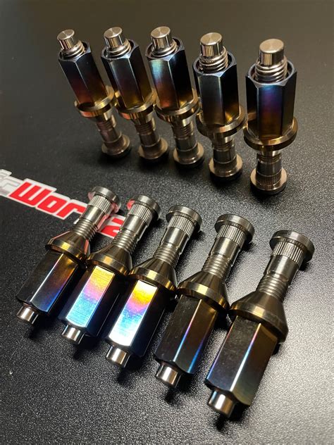 Titanium Extended Stud And Titanium Burn Open Ended Lug Nuts