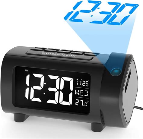 LIORQUE Projection Alarm Clock Projection Clocks For Bedrooms With FM